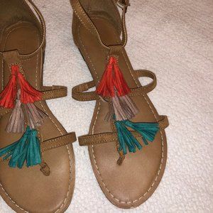 Tassel Brown Sandals